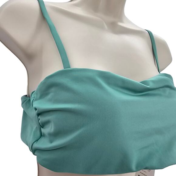Andie Swim Womans size L The Newport Bikini Top in Lagoon Green Bandeaux NEW - Picture 2 of 7